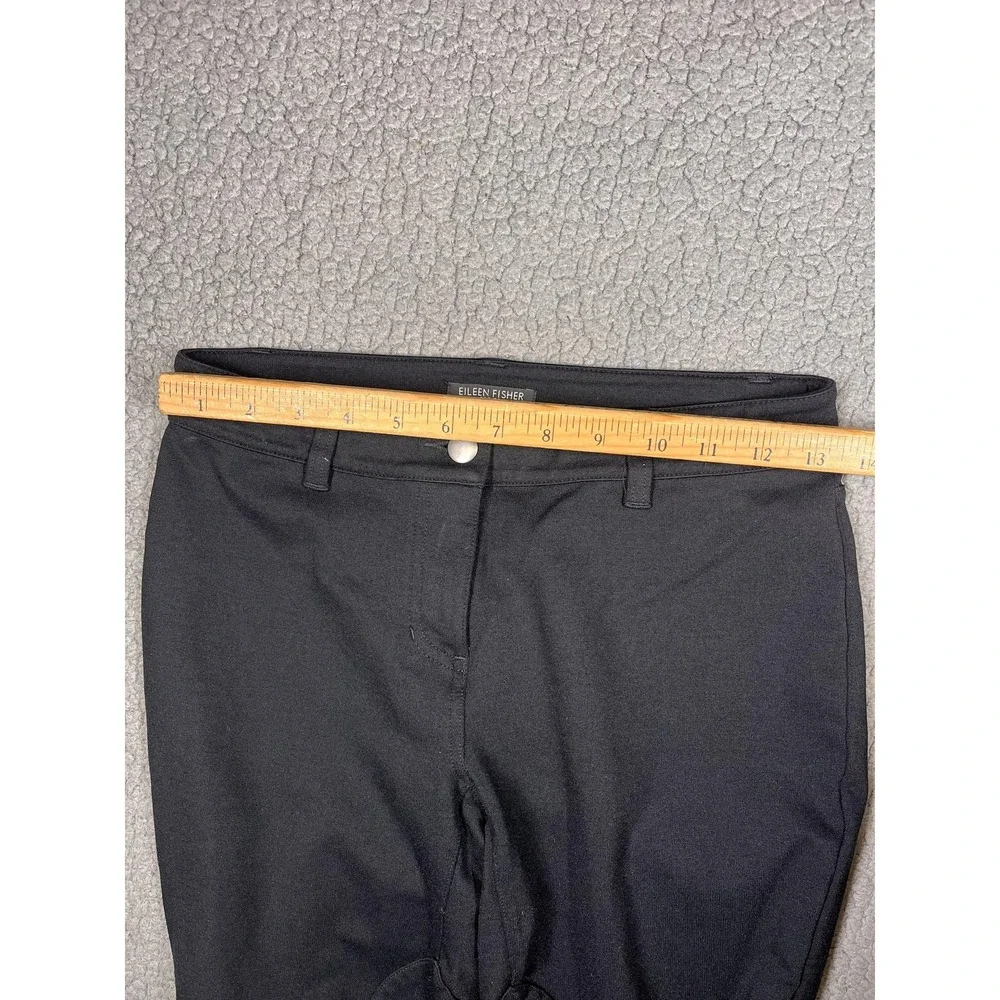 Eileen Fisher Pants Womens PP Black Ponte Skinny Ankle Zip‎ Pockets Stretch
